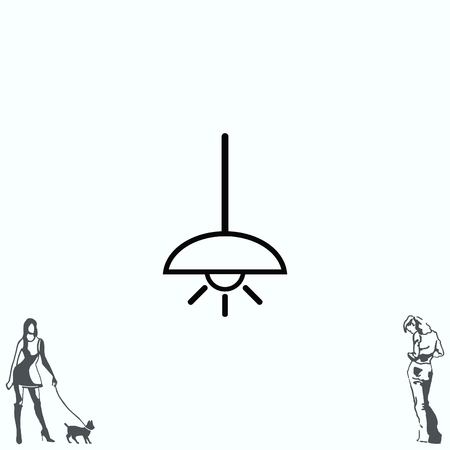 Home appliances icon. Table lamp, floor lamp, chandelier icon. Vector illustration.のイラスト素材