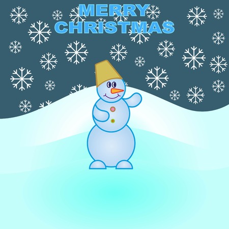 Snowman, vector illustration. Flat design style. Christmas card.のイラスト素材