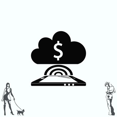 Financial Services Cloud, Money icon, Finance Icon, vector illustration. Flat design styleのイラスト素材