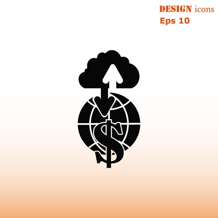 Financial Services Cloud, Money icon, Finance Icon, vector illustration. Flat design styleのイラスト素材