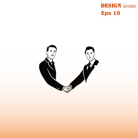 Two businessman shaking hands. Successful contract business. Cooperation. Vector illustration.のイラスト素材