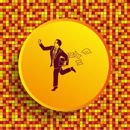 running businessman. The success of the concept. Search problem solving. Vector illustration.のイラスト素材