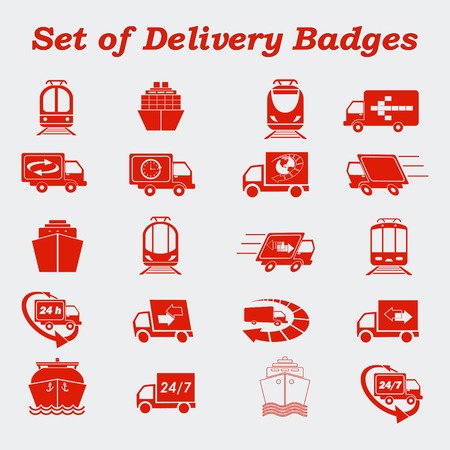 Delivery sign icons , car icons, Auto truck icons, Ship icons set vector illustration.のイラスト素材