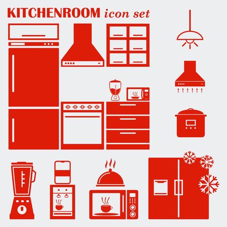 Home interior design icon, Kitchen icon, dining icon set, vector illustration. Flat design style.のイラスト素材