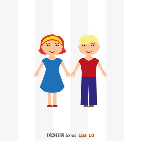 stylish avatar of girl and guy in flat design. Vector illustrationのイラスト素材