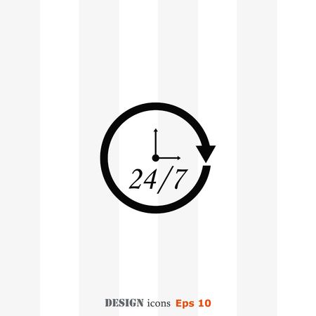 Open 24 7 icon with clockのイラスト素材