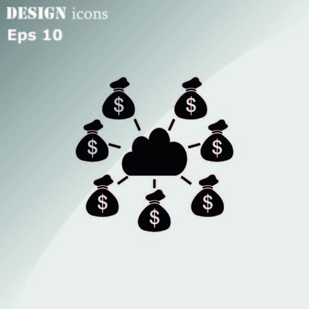 Financial Services Cloud, Money icon, Finance Icon, vector illustration. Flat design styleのイラスト素材