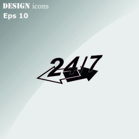 Open 24 7 icon with clockのイラスト素材