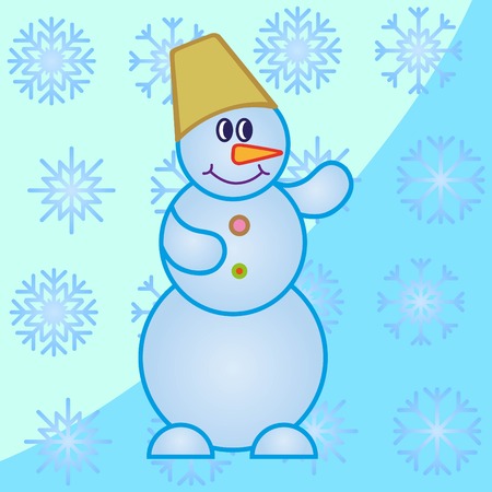 Snowman, vector illustration. Flat design style. Christmas card.のイラスト素材