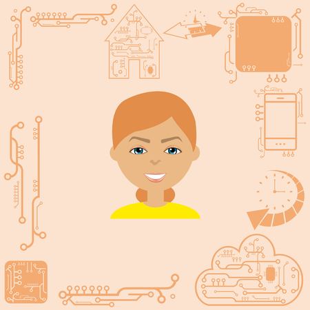 stylish avatar of girl in flat design. Vector illustrationのイラスト素材