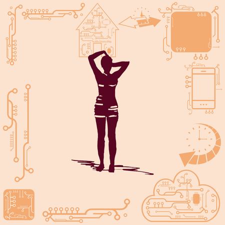 Beautiful woman. Female silhouette. Fashionable. Glamour. Vector illustrationのイラスト素材