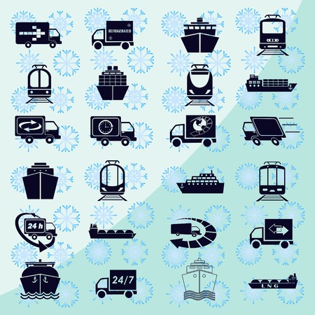 Delivery sign icons , car icons, Auto truck icons, Ship icons set vector illustration.のイラスト素材
