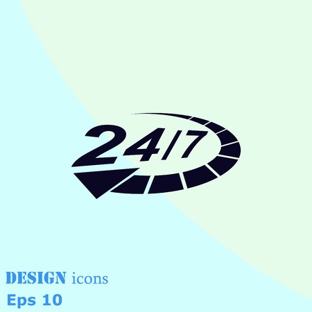 Open 24 7 icon with clockのイラスト素材
