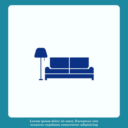 Home interior design icon, sofa icon, living room, vector illustration. Flat design style.のイラスト素材