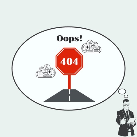 Page with a 404 error. Template reports that the page is not found, vector illustration.のイラスト素材