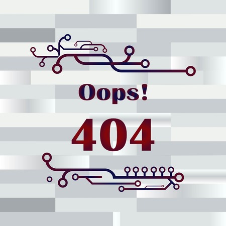 Page with a 404 error. Template reports that the page is not found, vector illustration.
