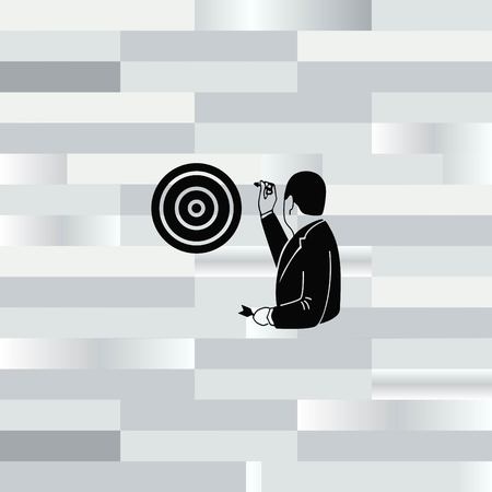 Businessman playing darts. The success of the concept. Vector illustration.のイラスト素材