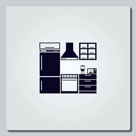Home interior design icon, Kitchen icon, dining icon, vector illustration. Flat design style.のイラスト素材