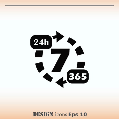 Open 24 7 icon with clockのイラスト素材