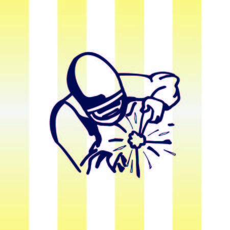 Silhouette of a working welding with a torch icon. Vector illustration.のイラスト素材