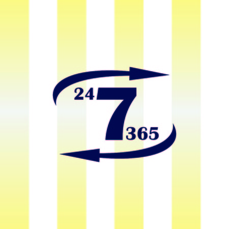 Open 24 7 icon with clockのイラスト素材