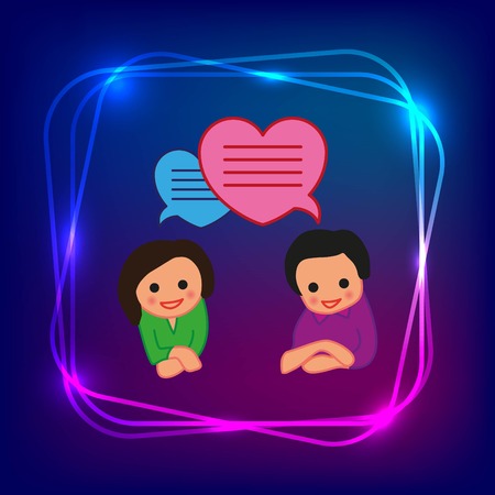 Group of people icon, Friends icon, Bubble speech icon, vector illustration. Flat design styleのイラスト素材