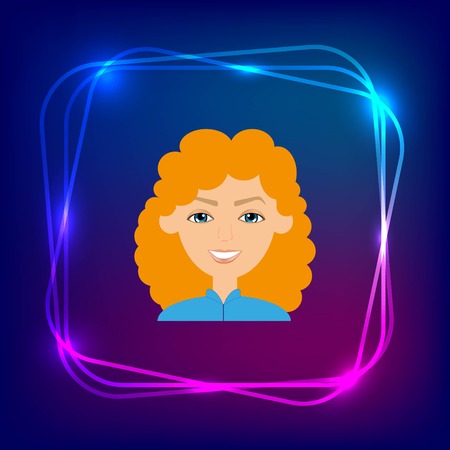 stylish avatar of girl in flat design. Vector illustrationのイラスト素材