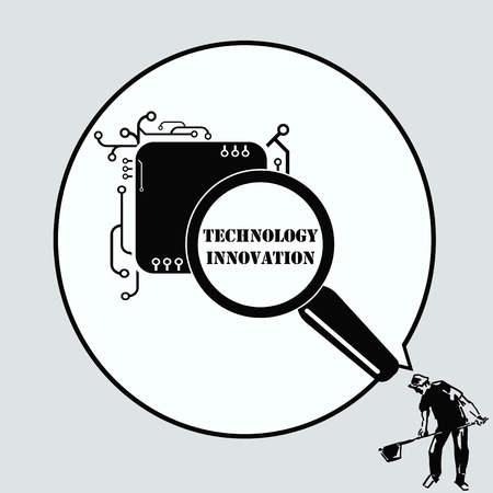 Technology innovation icon. Circuit board, microchip icon. Vector illustration.のイラスト素材