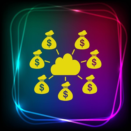 Financial Services Cloud, Money icon, Finance Icon, vector illustration. Flat design styleのイラスト素材