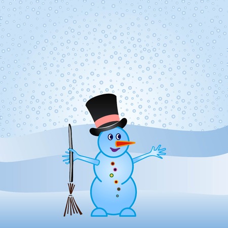 Snowman, vector illustration. Flat design style. Christmas card. New Year. Winter. Snowflake.のイラスト素材