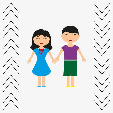 stylish avatar of girl and guy in flat design. Vector illustrationのイラスト素材