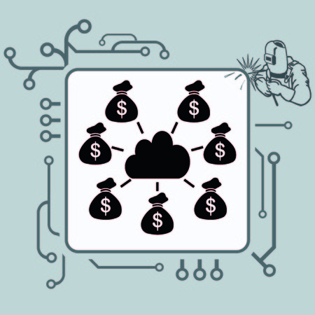 Financial Services Cloud, Money icon, Finance Icon, vector illustration. Flat design styleのイラスト素材