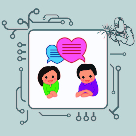 Group of people icon, Friends icon, Bubble speech icon, vector illustration. Flat design styleのイラスト素材