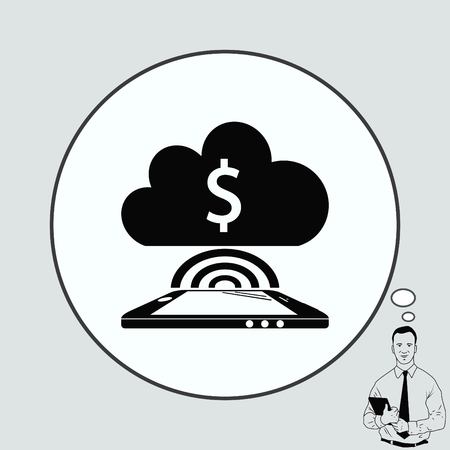 Financial Services Cloud, Money icon, Finance Icon, vector illustration. Flat design styleのイラスト素材