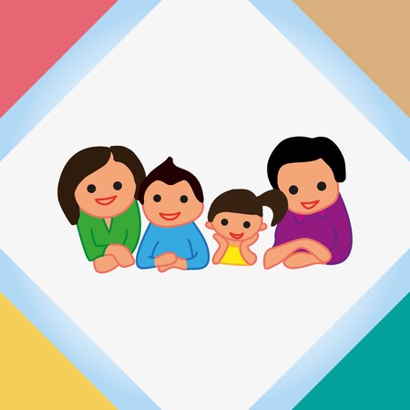 Family icon, vector illustration. Flat design styleのイラスト素材