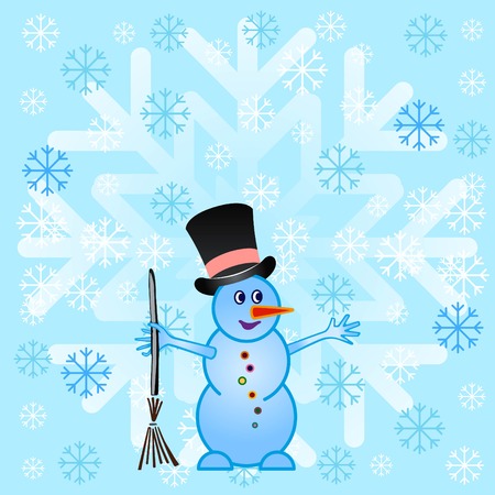 Snowman, vector illustration. Flat design style. Christmas card. New Year. Winter. Snowflake.のイラスト素材
