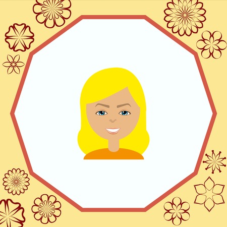 stylish avatar of girl in flat design. Vector illustrationのイラスト素材