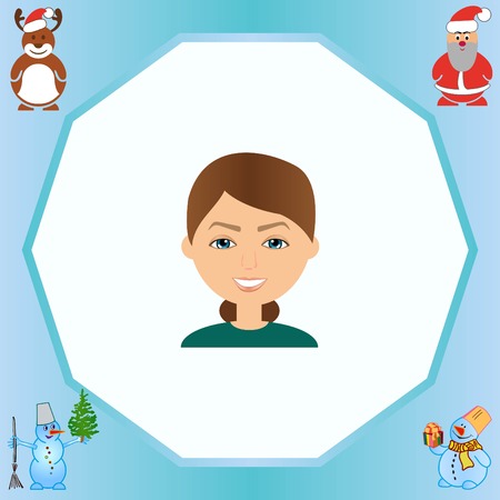 stylish avatar of girl in flat design. Vector illustrationのイラスト素材