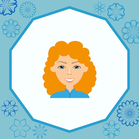 stylish avatar of girl in flat design. Vector illustrationのイラスト素材