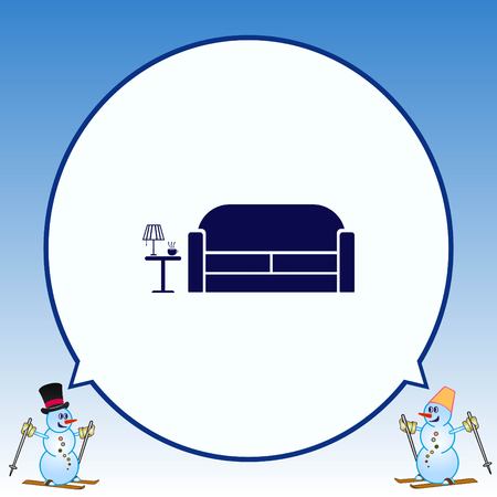Home interior design icon, sofa icon, living room, vector illustration. Flat design style.のイラスト素材