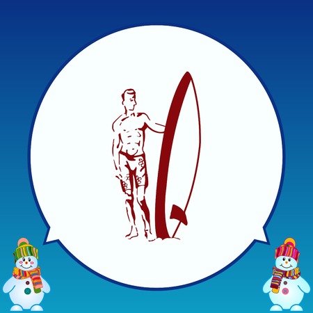A man with a surfboard.  Vector illustration.のイラスト素材