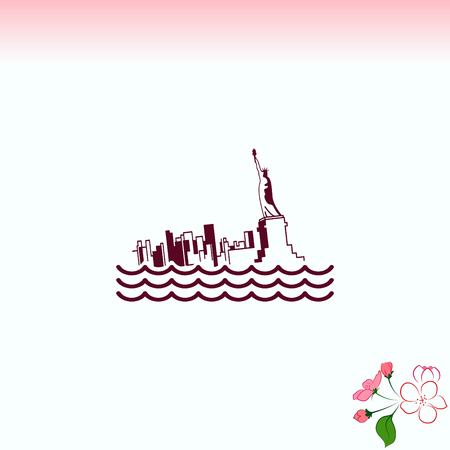 Flood icon. disaster. Typhoon. Tornado. The house is in the water. City water, vector illustration. Flat design style.のイラスト素材