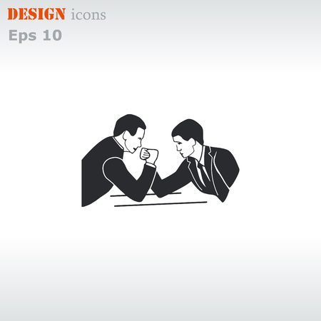 Two businessman arm wrestling. Competition in business. Vector illustration.のイラスト素材