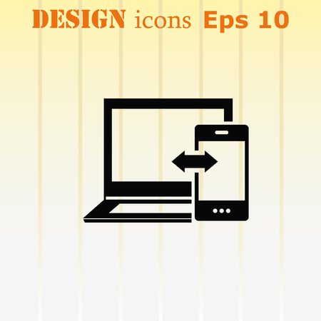 mobile data synchronization Icon, vector illustration. Flat design style.のイラスト素材