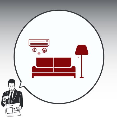 Home interior design icon, sofa icon, living room, vector illustration. Flat design style.のイラスト素材