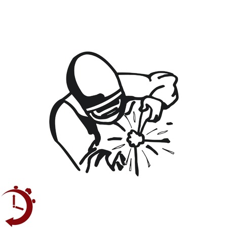 Silhouette of a working welding with a torch icon. Vector illustration.のイラスト素材