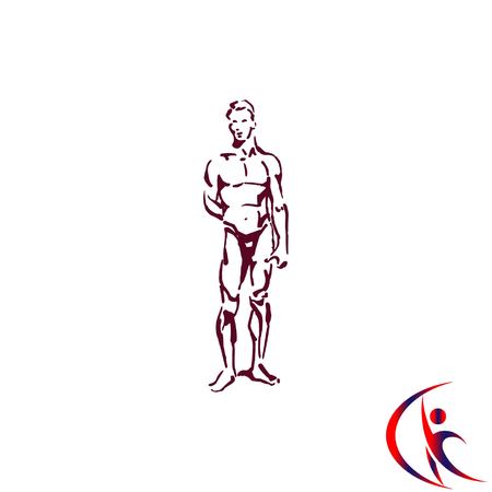 Silhouette of athletic men. Beauty, glamor. Vector illustration. Handsome male athlete.のイラスト素材