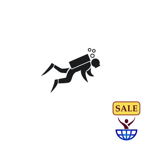 Sport icon , Diver, diving icon.  vector illustration. Flat design styleのイラスト素材