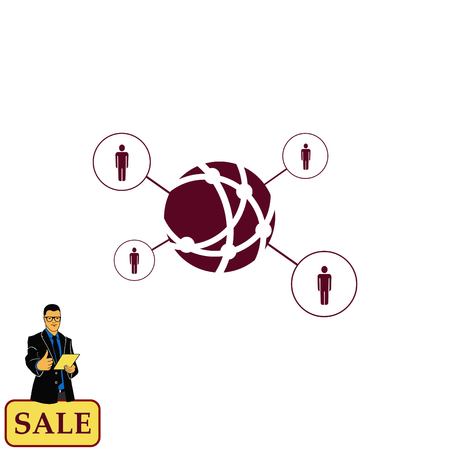 Holding globe, social network icon, vector illustrationのイラスト素材