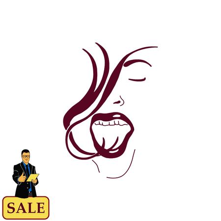 Barber icon, beauty salon logo, hair style silhouette .  Flat Vector illustrationのイラスト素材